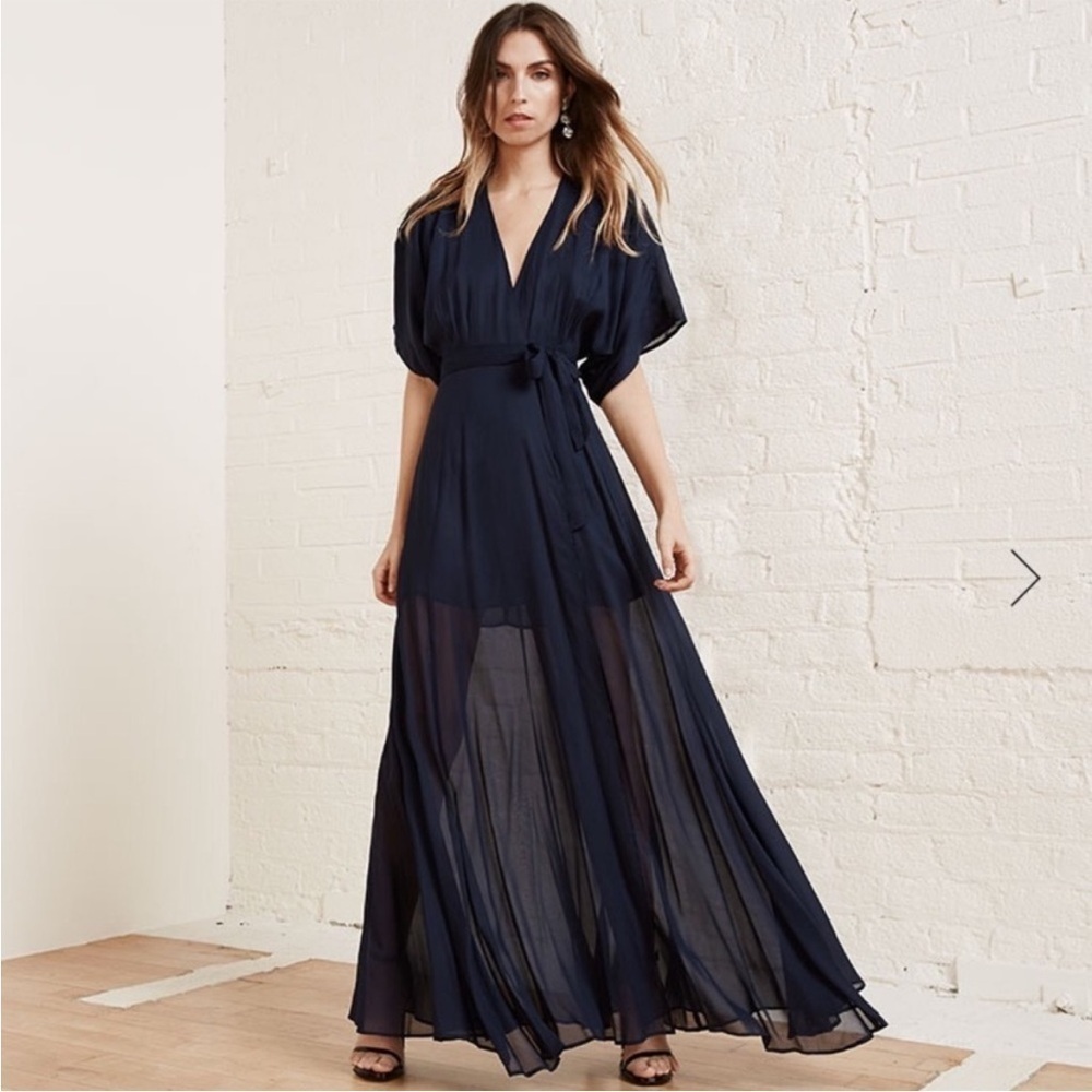 Reformation blue Winslow chiffon wrap maxi dress - Picture 3 of 12